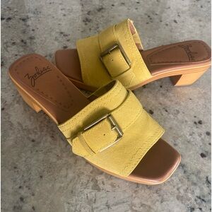 Zodiac Yellow Suede Mules Chunky Block Heel
